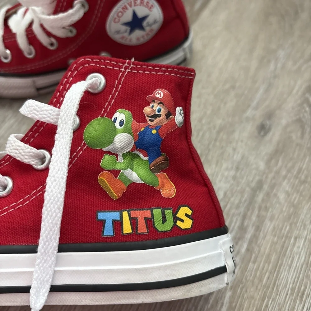 Converse Custom Super Mario Red Children's‎ High Tops Size 11 Titus